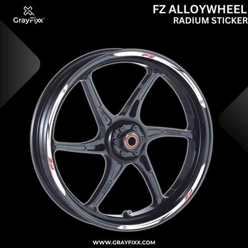 Alloy Wheel Radium Sticker for FZ | Made in Premium Radium with FPF (Fade Protection Film), Waterproof, Precut Sticker, Pack Of 12